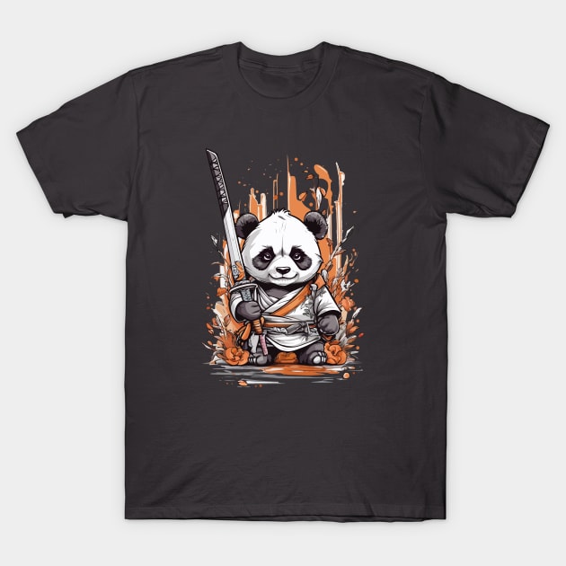 Cute Cartoon Warrior Panda Samurai Katana Sword Wilding T-Shirt by admeral